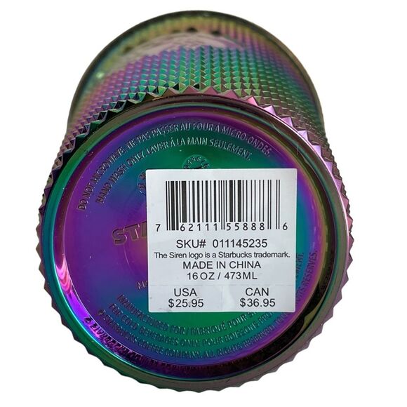 NWT Starbucks OIL SLICK Cold Cup Grande BLACK BLING Tumbler Rainbow Studded 2023 - Picture 4 of 4